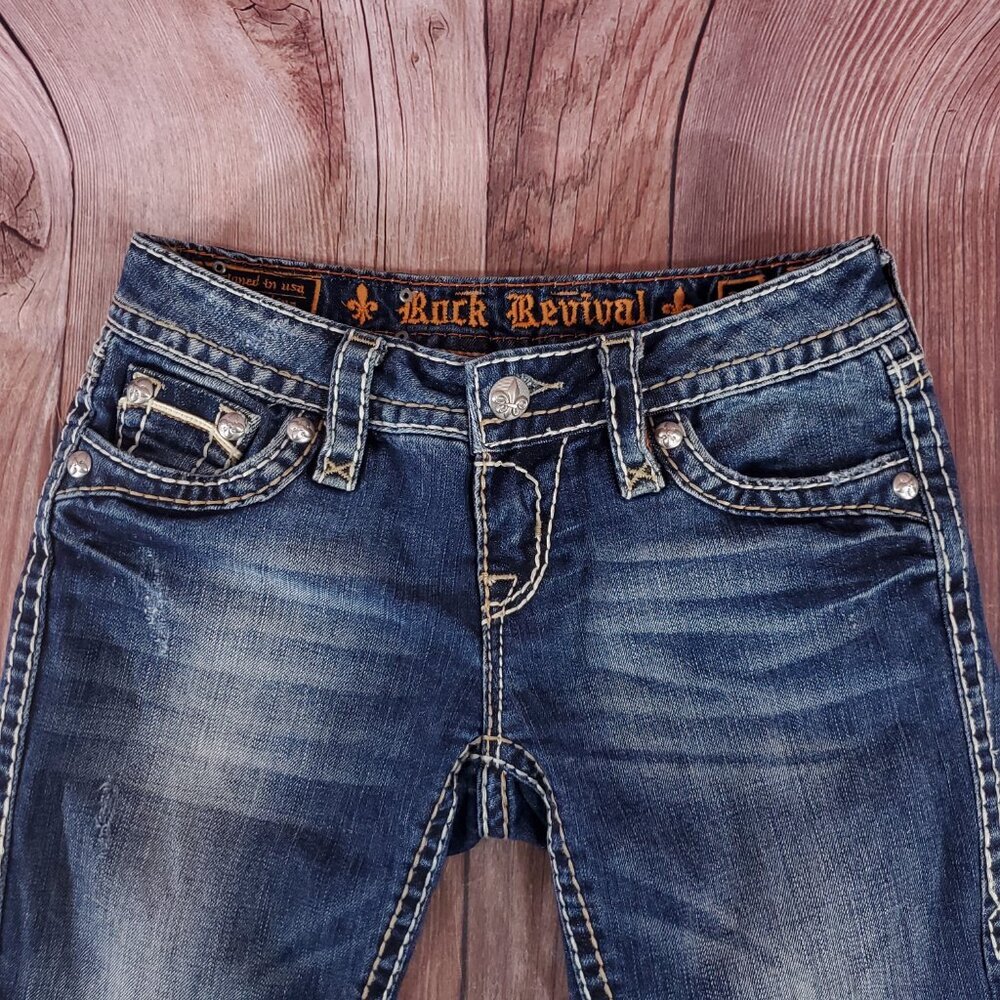 Rock Revival Womens Size 25X31.5 Kelly Boot Cut Blue Denim Jeans - Picture 6 of 14